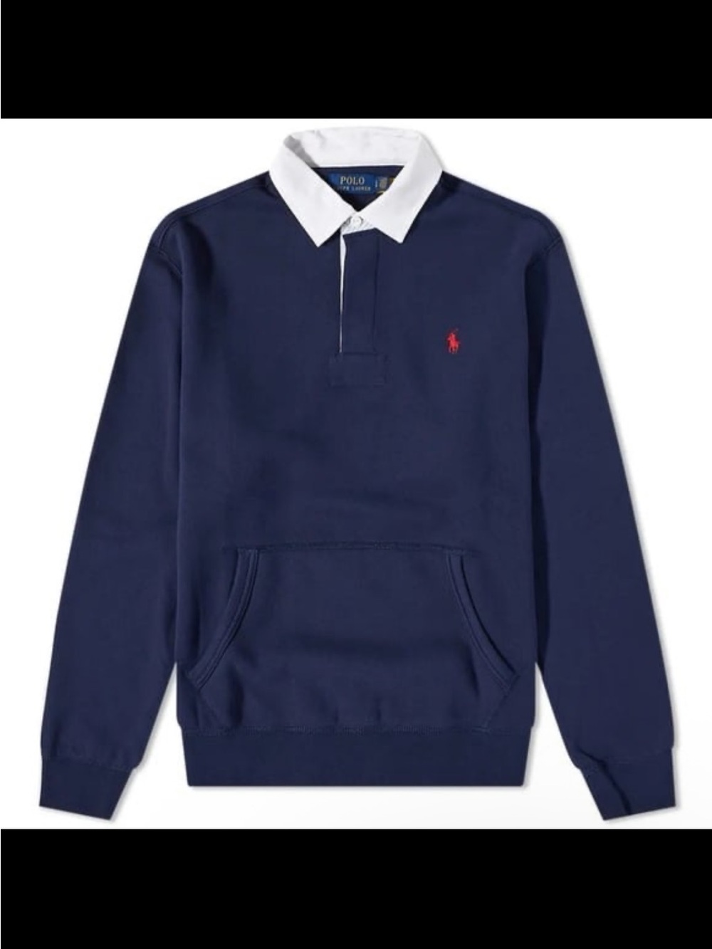 Polo by Ralph Lauren Navy Rugby-Style Pullover with White Collar